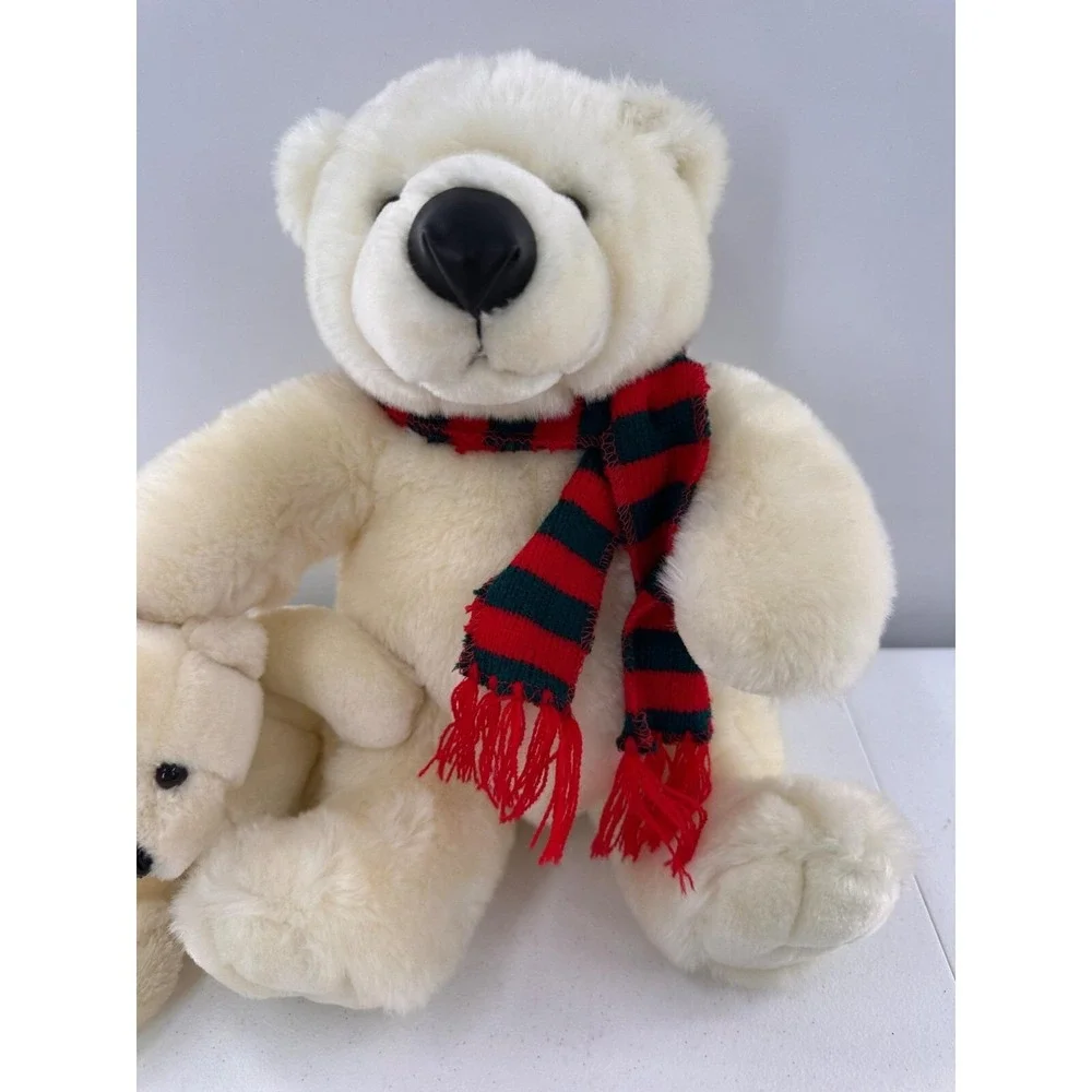 Kids Preferred Polar Bear Mama Baby Plush Set Scarf Hat Christmas 12